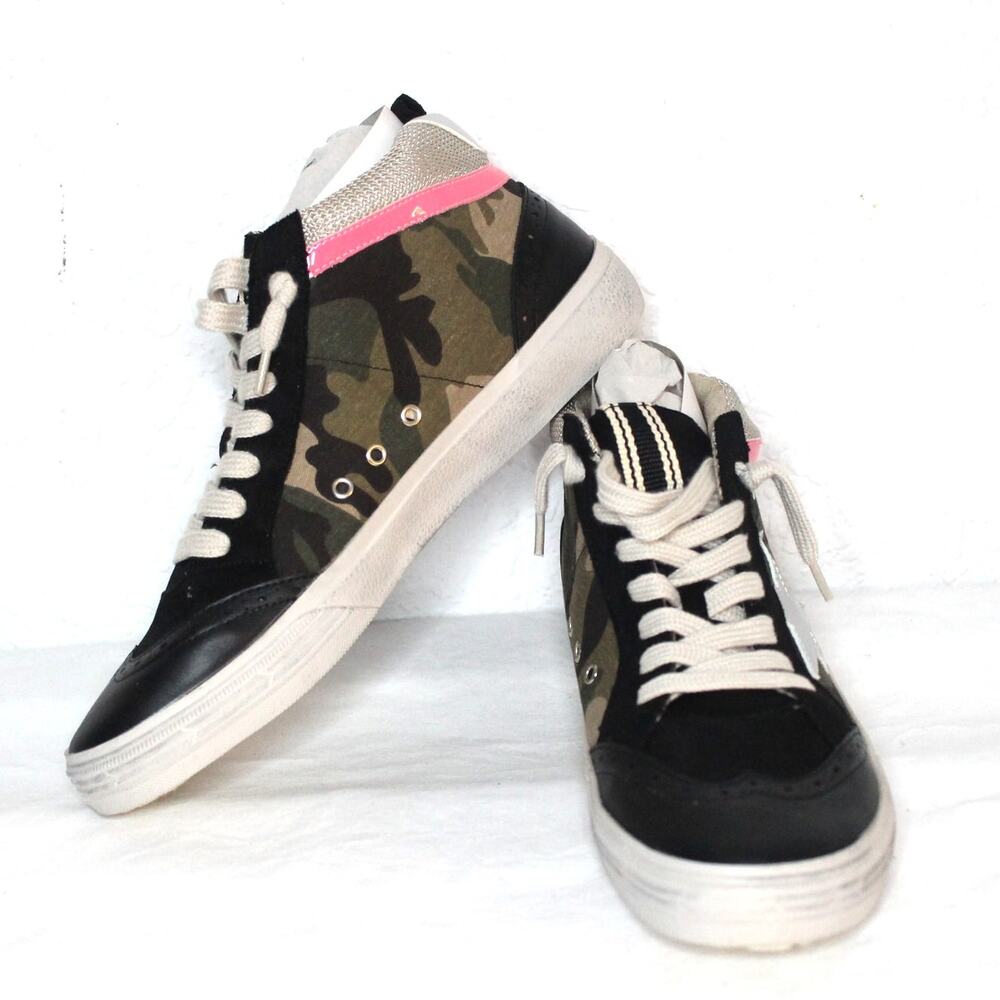 Shu Shop Rina Green Camo Print Lace Up Hi Top Fashion Sneaker Size 11 NIB Star